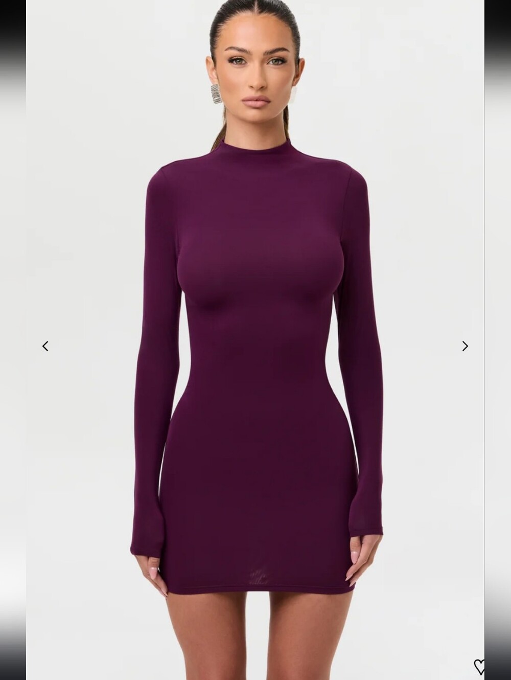 Naked Wardrobe Dark Berry Mock Neck Slinky Bodycon Mini Dress NWT Size Medium